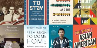 Collage of eight AAPI book covers. 