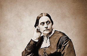 Seated portrait of women's voting rights advocate Susan B. Anthony.