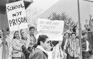 Students protest during a walkout at Roosevelt High School