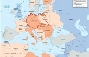  By the end of 1941, Germany and its allies, the Axis powers, had conquered most of continental Europe, from the eastern border of Spain to the outskirts of Moscow.