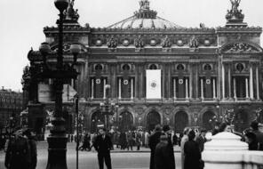 Palais Garnier, Paris' opera house, in 1941 covered in Nazi flags during the Nazi occupation of France.