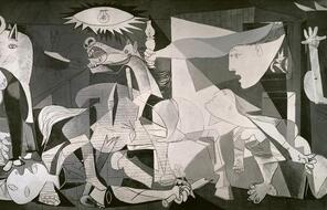 Outraged by reports and photos of the German Air Force's bombing of civilians during the Spanish Civil War, Pablo Picasso painted Guernica after the town that was destroyed.
