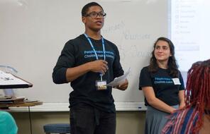 Two student leaders talking at a Memphis Community Teach In