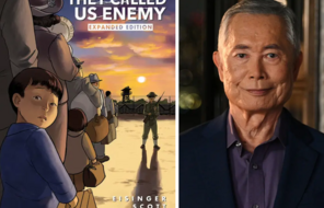 Profile of George Takei alongside his Book "They Called Us Enemy"