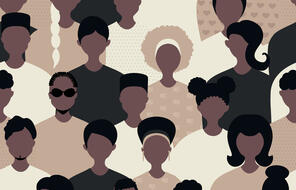 Graphic featuring African Americans standing against racism.