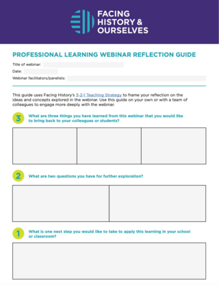 A preview of the Webinar Reflection Guide