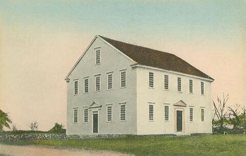 Old Meeting House, built 1774, Sandown, NH; from a 1908 postcard.