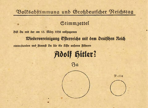 On April 10, 1938, Austrians were asked whether they supported the March 13 Anschluss. 99.75% of voters said that they supported Germany’s annexation of Austria into the Third Reich.