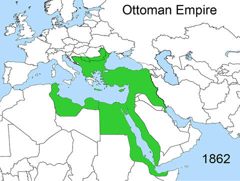 Map of the Ottoman Empire territory in 1862
