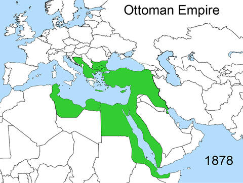 Map of the Ottoman Empire territory in 1878