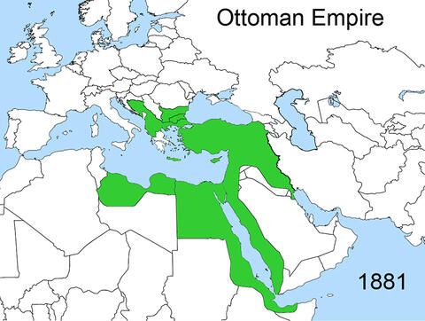 Map of the Ottoman Empire territory in 1881