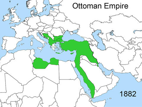 Map of the Ottoman Empire territory in 1882