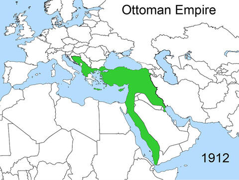 Map of the Ottoman Empire territory in 1912