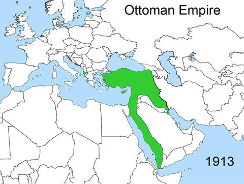 Map of the Ottoman Empire Territory in 1913