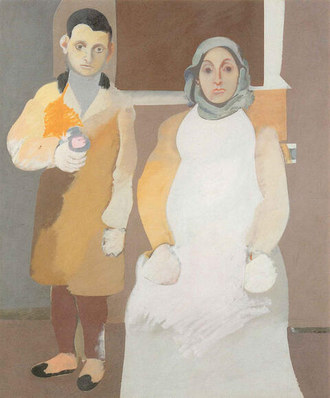 Painting of artist Arshile Gorky and his mother. 