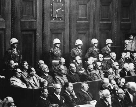 Criminal proceedings before the International Military Tribunal in Nuremberg from 20.11.1945 to 1.10.1946 against leading persons prosecuted for  war crimes, crimes against the peace and against the humanity.