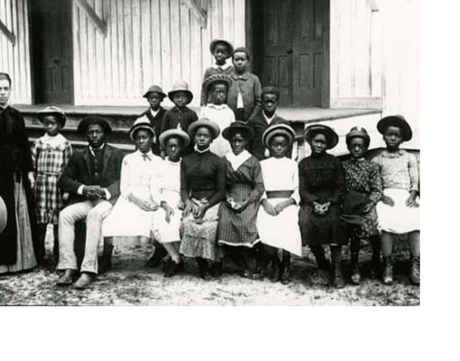 A black and white image of African American schoolchildren in Liberty County, circa 1890. 