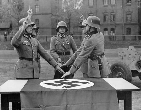 German military recruits swear allegiance to Adolf Hitler.