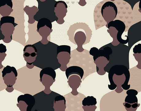 Graphic featuring African Americans standing against racism.