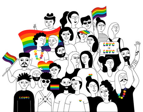 Illustration of people representing the LGBTQIA+ community