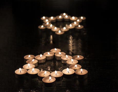 Candles in the shape of the Magen David (Star of David)